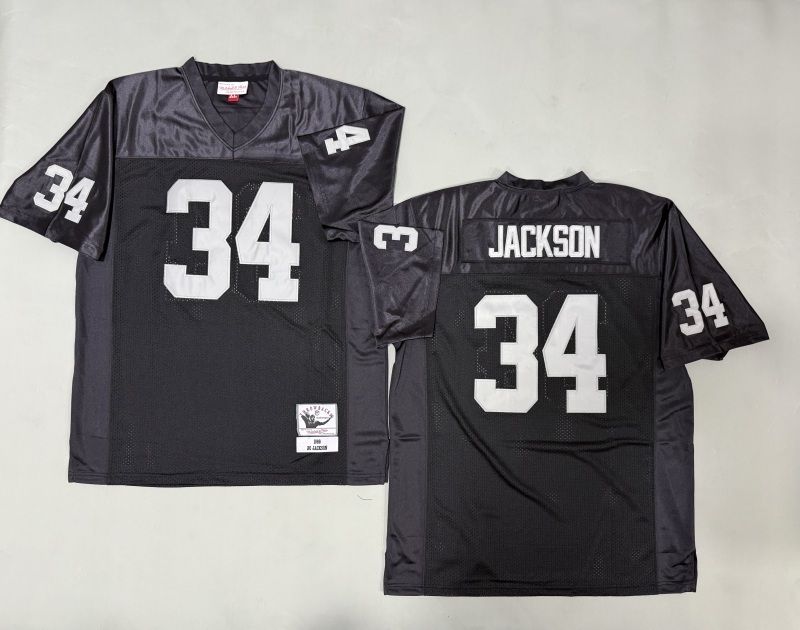 Men 2025 Nike Oakland Raiders #34 Jackson black Throwback Limited NFL Jersey style 001
